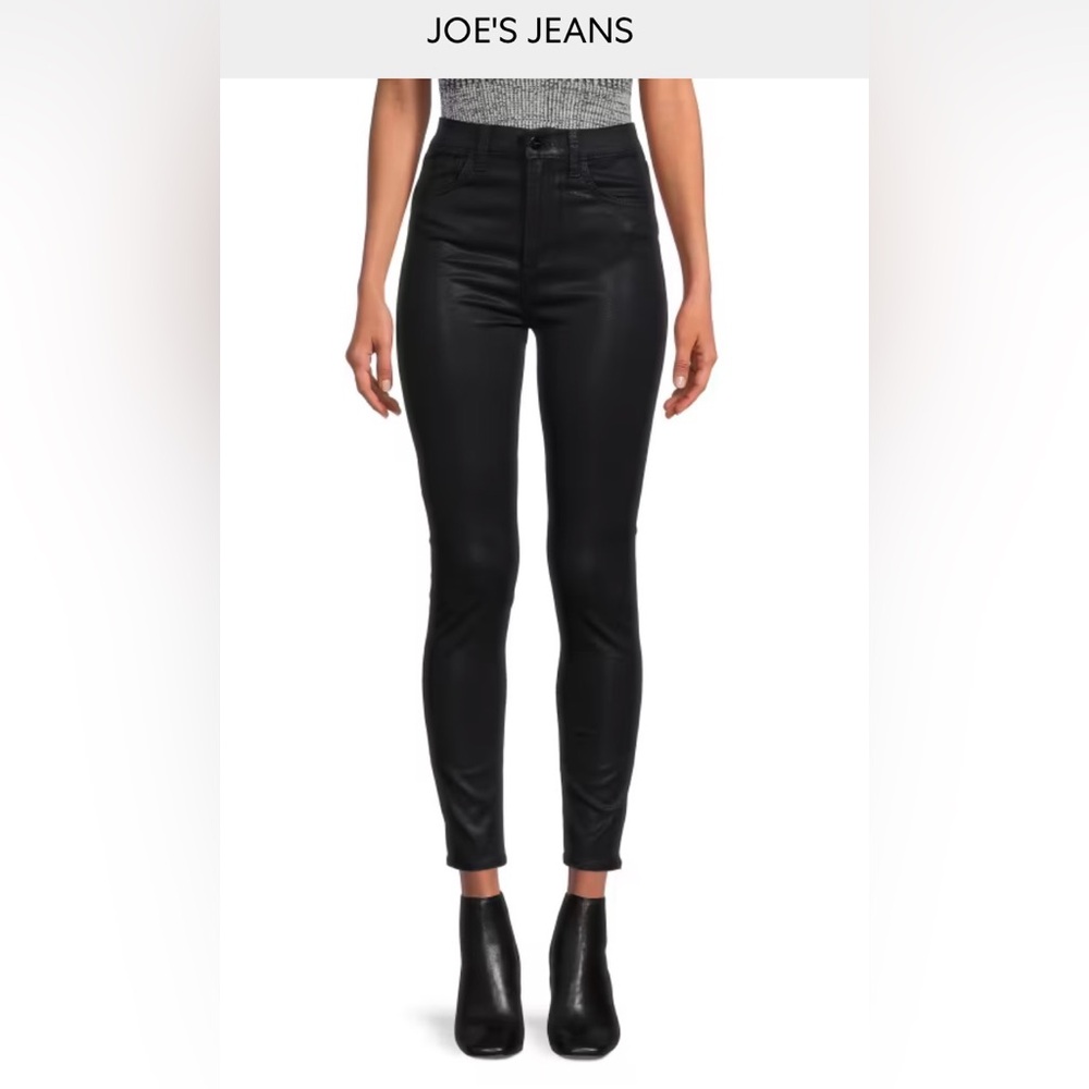 Joe's Jeans Black Coated High-Rise Skinny Pants size 24 BNWT